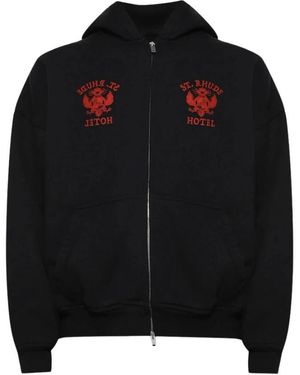 Rhude Hoodies & Sweatvesten ,Zwart ,Katoen Zip-Through Hoodie