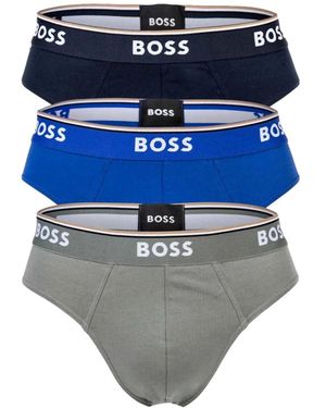 HUGO Ondergoed ,Veelkleurig ,Katoen Elastische Katoenen Briefs 3-Pack - Grijs