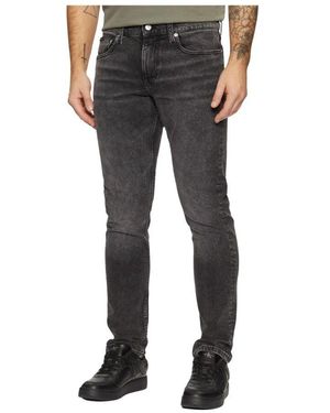 Calvin Klein Graue Straight-Leg Denim Jeans Mit Reißverschluss - Schwarz