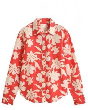 GANT Overhemden ,Veelkleurig ,Linnen Linnen Blouse Met Bloemendruk - Rood