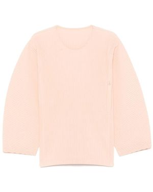 Issey Miyake Truien & Vesten ,Roze ,Polyester Rondgebreide Trui