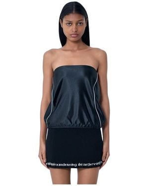 Alexander Wang Tops ,Zwart ,Satijn Strapless Satin Top - Blauw