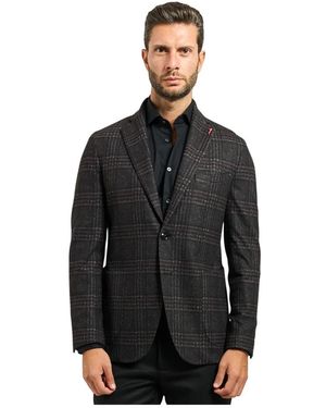 MULISH Karierte Wollmischungsjacke Anthrazit - Schwarz