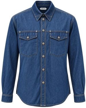 Versace Denim-Baumwollhemd Mit Stickerei - Blau