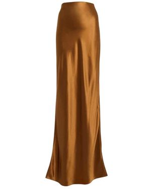 Saint Laurent Bronzen Zijden Slip Rok - Bruin