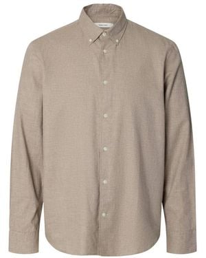SELECTED Jay Melange Ls Shirt - Grijs