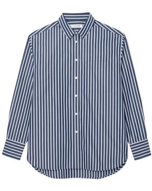 Lacoste Blauw Gestreept Overhemd Met Lange Mouwen