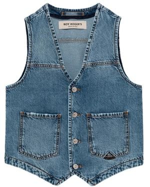 Roy Rogers Medium Wash Used-Look Jeansweste - Blau