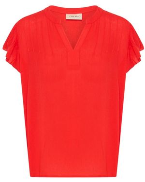 Cream Blouses - Red