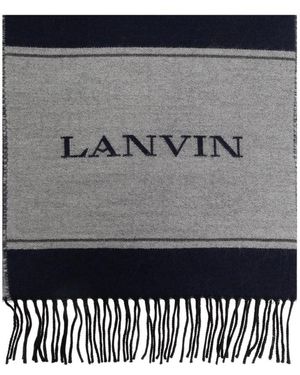 Lanvin Wollschal Mit Logo - Grau