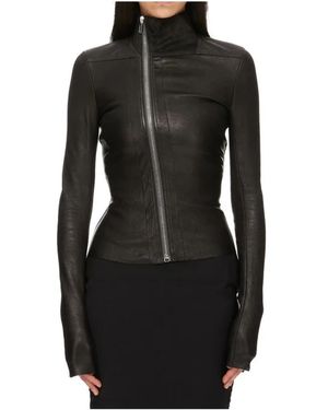 Rick Owens Jassen ,Grijs ,Leather Jassen - Zwart