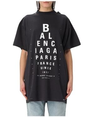 Balenciaga Eye-Test Oversized T-Shirt, 100% Cotton - Black