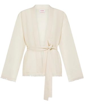 Sun 68 Long Cardigan Fringes/S - Weiß