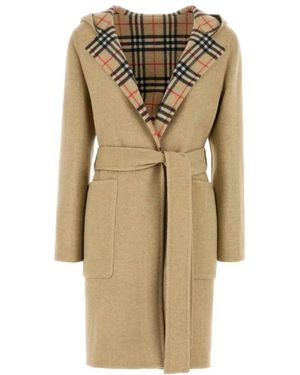 Burberry Omkeerbare Wollen Capuchonjas Met Ceintuur - Naturel
