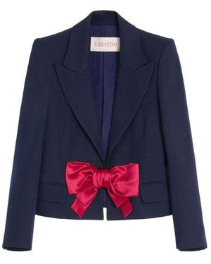 Valentino Garavani Blaue Klassische Jacke Mit Schleifendetails
