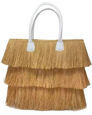 Sensi Studio Strohtasche mit fransen - Natur