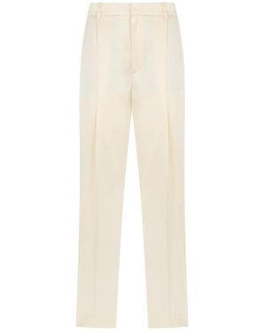 Vince Broeken ,Satijn Satijnen High-Waist Broek - Naturel