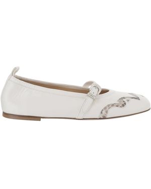 Sartore Leder- Und Python-Ballerinas - Weiß