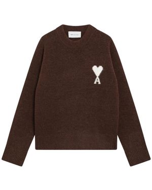 Ami Paris Round-Neck Knitwear - Marrón