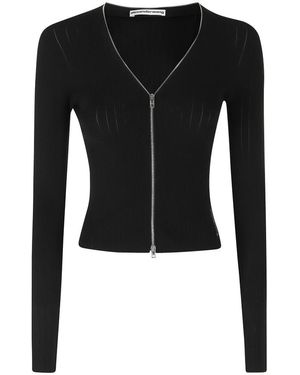 Alexander Wang Truien & Vesten ,Zwart ,V-Hals Pointelle Cardigan