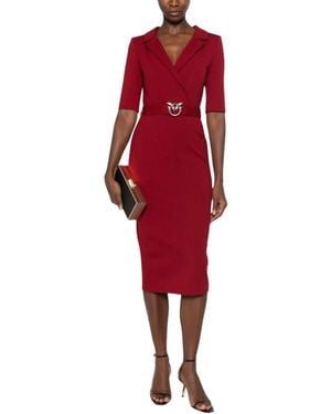 Pinko Kleedjes ,Rood ,Leer Wikkeljurk