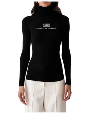Elisabetta Franchi Rippstrick-Rollkragenpullover - Schwarz