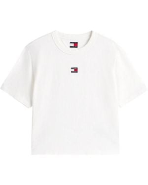 Tommy Hilfiger Tops ,Wit ,Katoen Boxy Badge T-Shirt