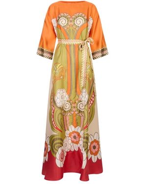 La DoubleJ Kleedjes ,Veelkleurig ,Muumuu Jurk Ronde Hals - Oranje