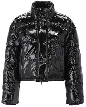 Courreges Vinyl Puffer Jacke Mit Ac-Logo - Schwarz