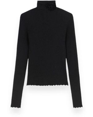 Blumarine Gerippter rollkragenpullover - Schwarz