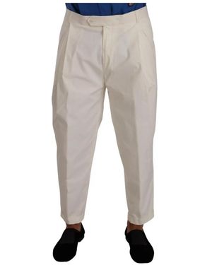 Dolce & Gabbana Pantaloni eleganti da uomo affusolati in cotone bianco - Multicolore