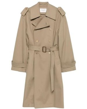 Saint Laurent Trenchcoat Mit Doppelreiher Und Gürtel - Natur
