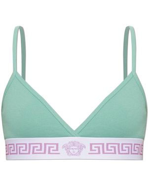 Versace Ondergoed ,Groen ,Katoen Ribbed Cotton-Jersey Bralette