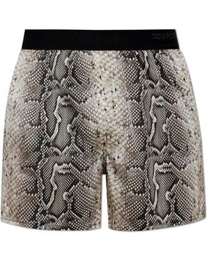 Tom Ford Seidenboxershorts Mit Tiermotiv - Grau