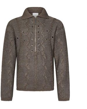 Roa Wollmischung poloshirt,grauer pullover mit halbem reißverschluss