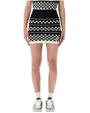 Amiri Karierter Mesh-Minirock - Schwarz