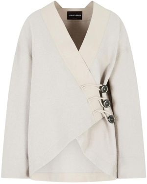 Giorgio Armani Bouclé Caban Aus Schurwolle - Weiß