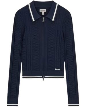 Guess Polo Zopfstrick Pullover Mit Reißverschluss - Blau