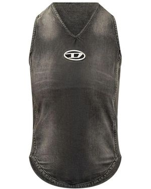 DIESEL Zwarte Top Ovaal Stijl - Grijs