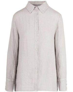 Bomboogie Camicia in lino con colletto - Grigio