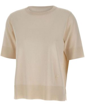 Elena Miro Round-Neck Knitwear - Natural