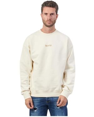 DISCLAIMER Herren Rundhals-Sweatshirt, Baumwollmaterial - Weiß