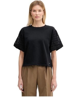 DKNY T-Shirt Mit Lochmuster-Ärmeln - Schwarz