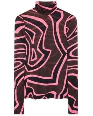 PUCCI Labirinto Print High-Neck Jersey Top - Rood