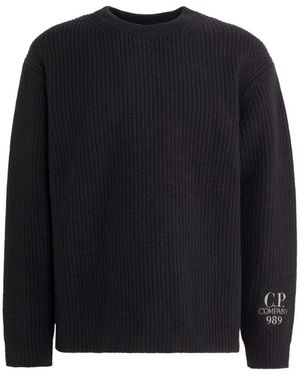 C.P. Company Bestickter Logo Wollpullover - Schwarz