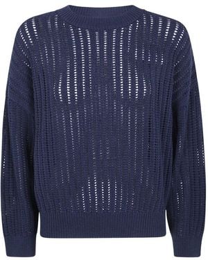 Brunello Cucinelli Trui Met Opengebreide Structuur - Blauw