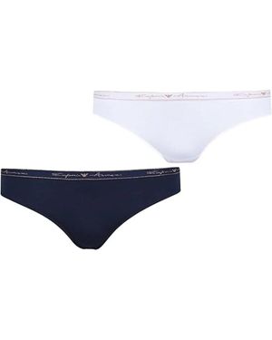 Emporio Armani Ondergoed ,Veelkleurig ,Katoen Bi-Pack Basic Katoenen Briefs - Blauw