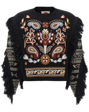 FARM Rio Truien & Vesten ,Zwart ,Wol Ronde Hals Gebreide Kleding
