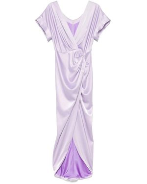 Rhea Costa Lila V-Ausschnitt Kleid Mit Drapierten Details