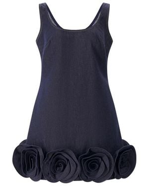 Self-Portrait Sheath Dress With 3D Flowers - Blue